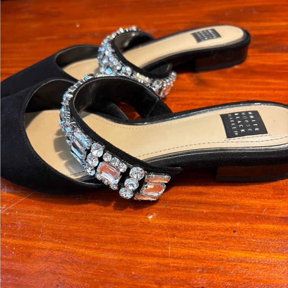 White House Black Market Black Flats with Gem Accents - Picture 5 of 6